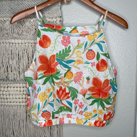 C&C California Tropical Colorful Floral Top - Picture 1 of 5